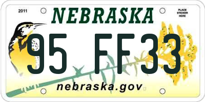 NE license plate 95FF33