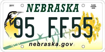 NE license plate 95FF55