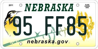 NE license plate 95FF85