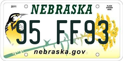 NE license plate 95FF93