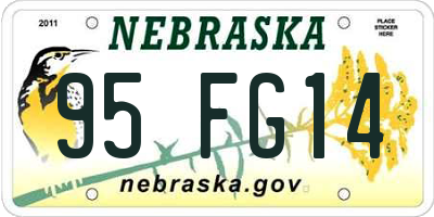NE license plate 95FG14