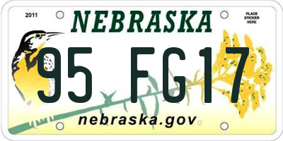 NE license plate 95FG17