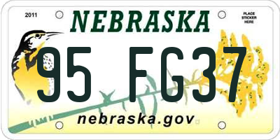 NE license plate 95FG37