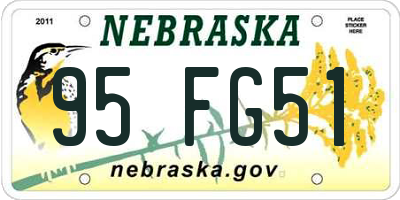NE license plate 95FG51