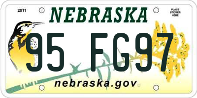 NE license plate 95FG97