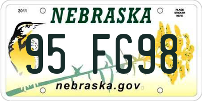 NE license plate 95FG98