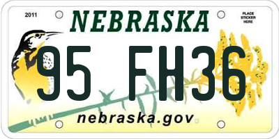 NE license plate 95FH36
