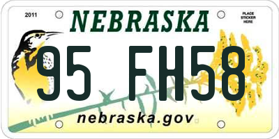 NE license plate 95FH58