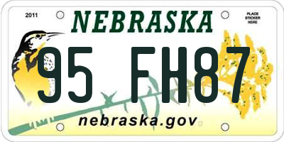 NE license plate 95FH87