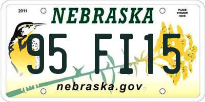 NE license plate 95FI15