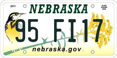 NE license plate 95FI17