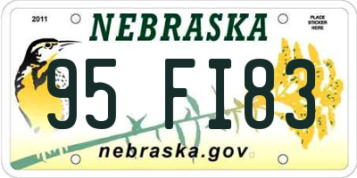 NE license plate 95FI83