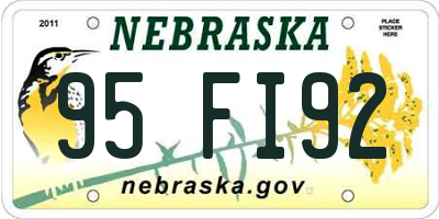 NE license plate 95FI92