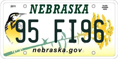 NE license plate 95FI96