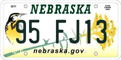 NE license plate 95FJ13