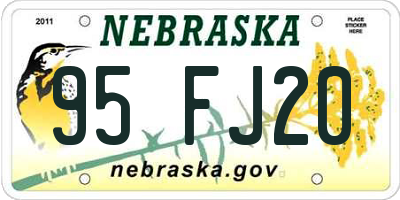 NE license plate 95FJ20