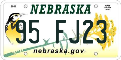 NE license plate 95FJ23