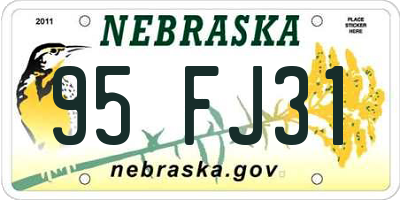 NE license plate 95FJ31