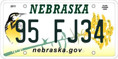 NE license plate 95FJ34