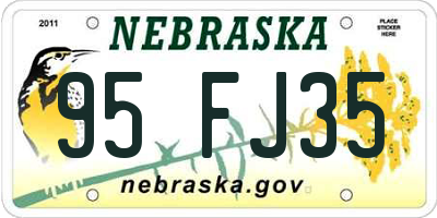 NE license plate 95FJ35