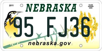 NE license plate 95FJ36