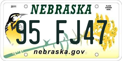 NE license plate 95FJ47