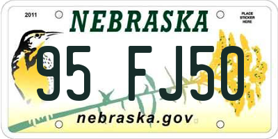 NE license plate 95FJ50
