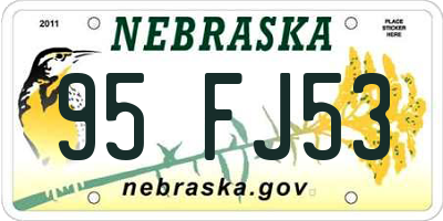 NE license plate 95FJ53
