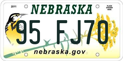 NE license plate 95FJ70