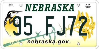 NE license plate 95FJ72