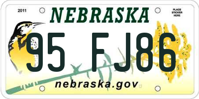 NE license plate 95FJ86