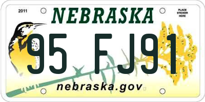 NE license plate 95FJ91