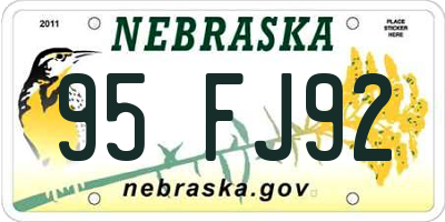 NE license plate 95FJ92