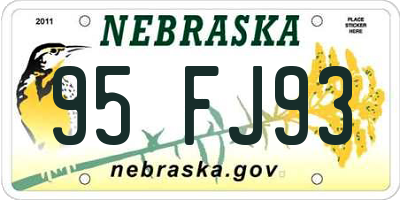 NE license plate 95FJ93