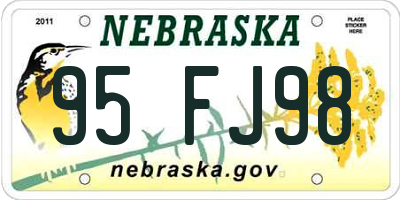 NE license plate 95FJ98
