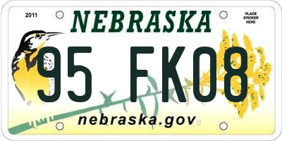 NE license plate 95FK08