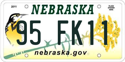 NE license plate 95FK11