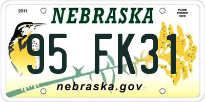 NE license plate 95FK31
