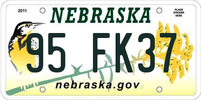 NE license plate 95FK37