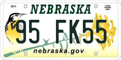 NE license plate 95FK55