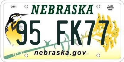 NE license plate 95FK77