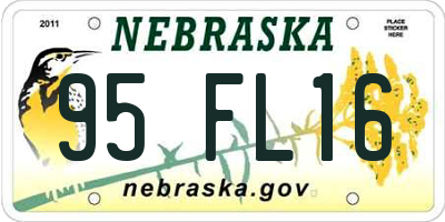 NE license plate 95FL16