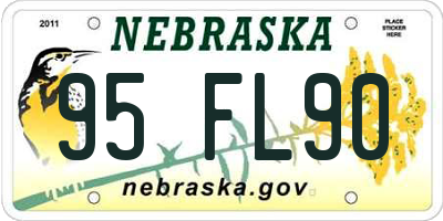 NE license plate 95FL90