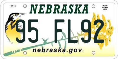 NE license plate 95FL92