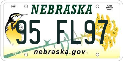 NE license plate 95FL97