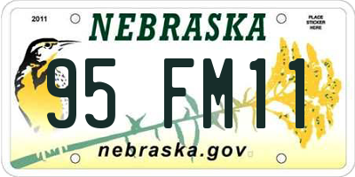 NE license plate 95FM11