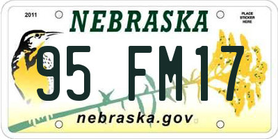 NE license plate 95FM17
