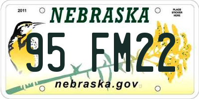 NE license plate 95FM22
