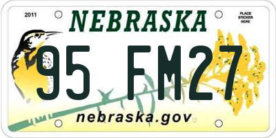 NE license plate 95FM27