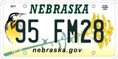NE license plate 95FM28